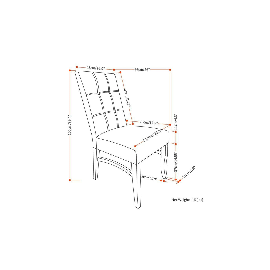 Ezra Delux Dining Chair Set of 2 Upholstered Fabric Tapered Legs 26in D Image 12