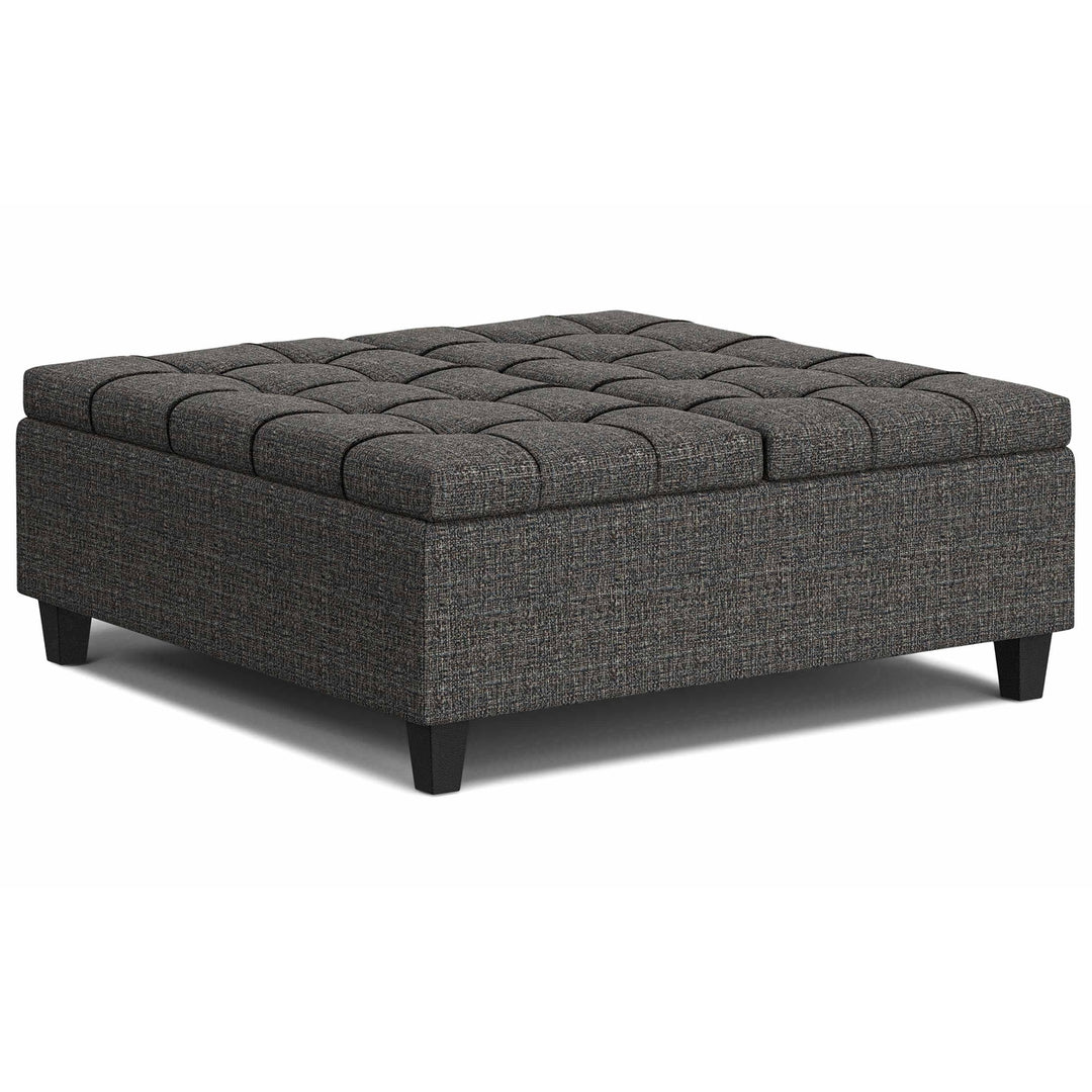 Harrison Large Square Coffee Table Storage Ottoman in Tweed Style Fabric Image 3