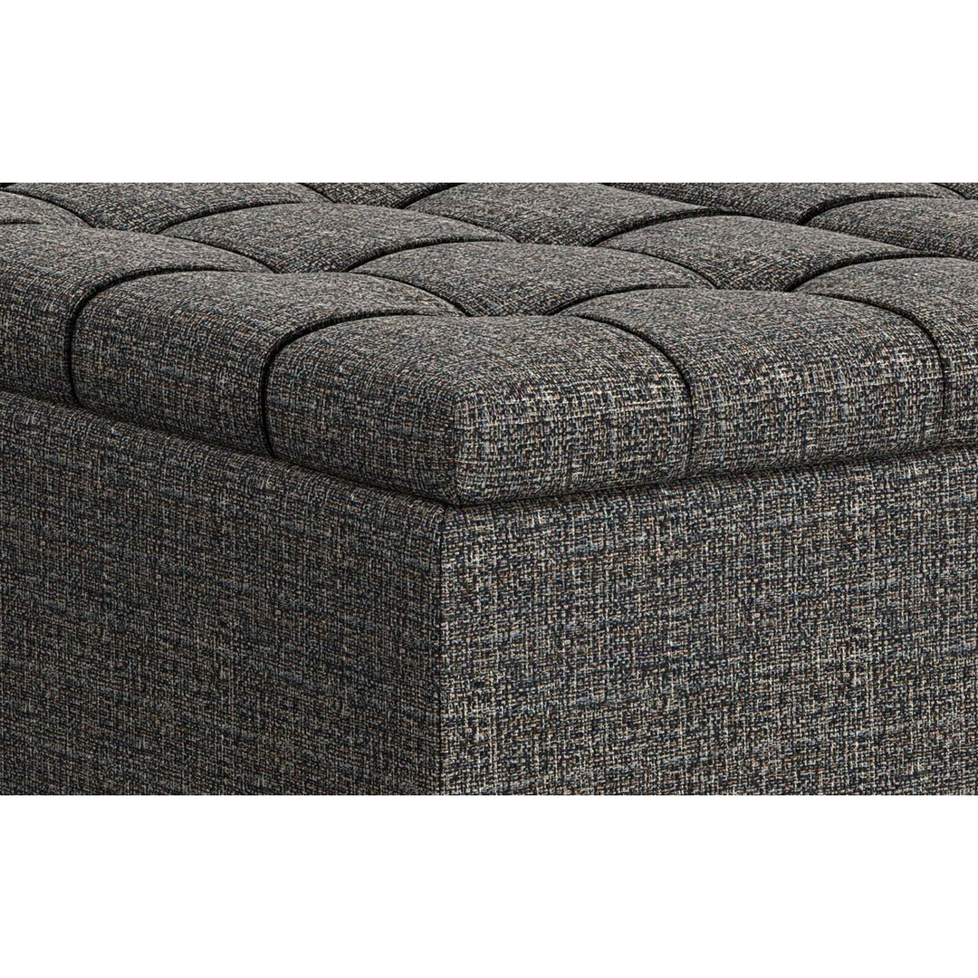 Harrison Large Square Coffee Table Storage Ottoman in Tweed Style Fabric Image 4