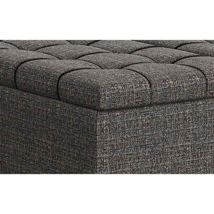 Harrison Large Square Coffee Table Storage Ottoman in Tweed Style Fabric Image 4