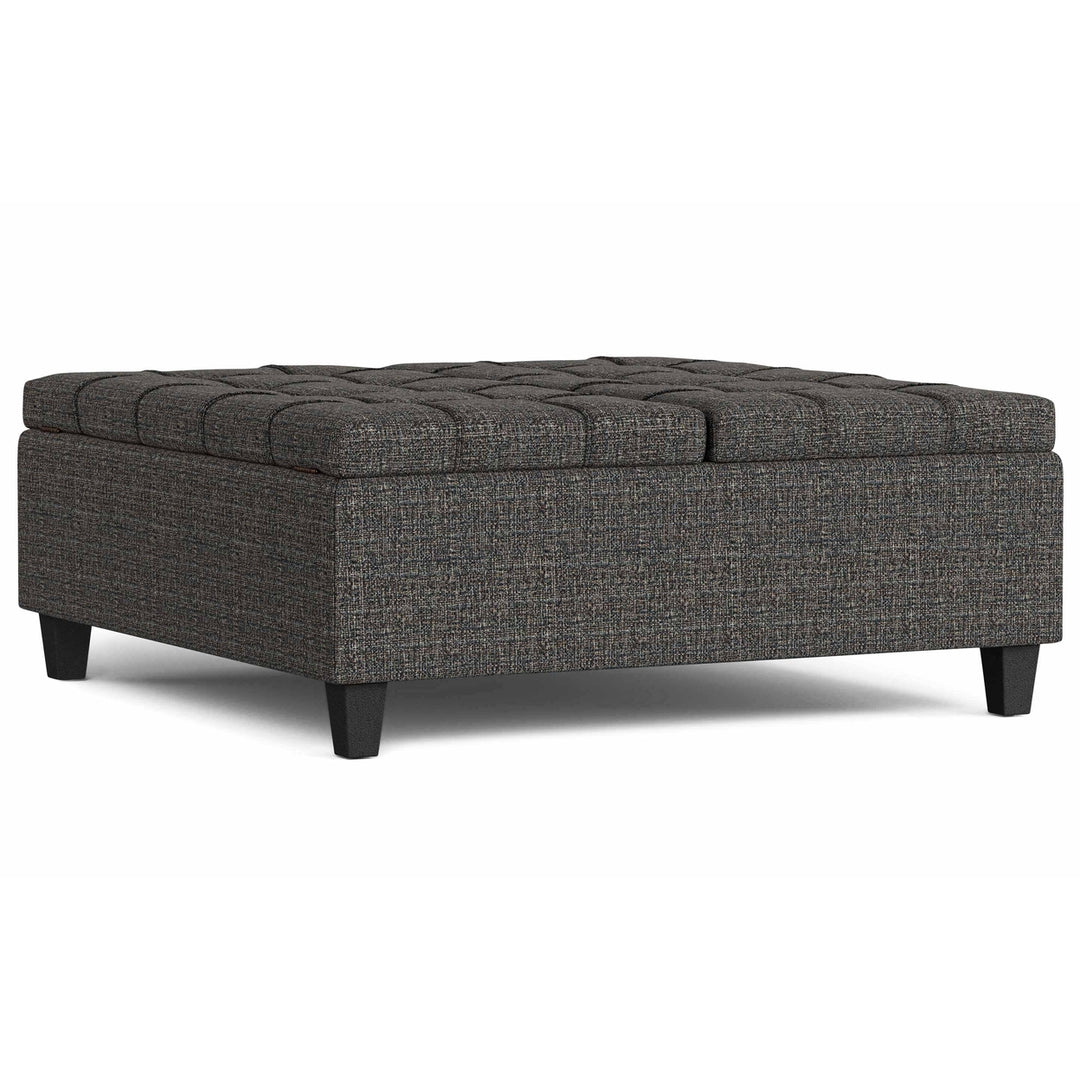 Harrison Large Square Coffee Table Storage Ottoman in Tweed Style Fabric Image 5