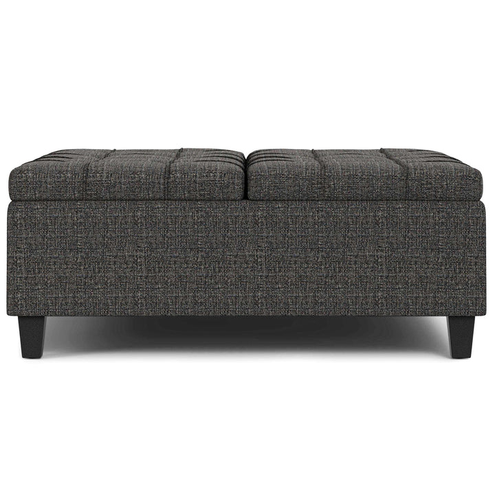 Harrison Large Square Coffee Table Storage Ottoman in Tweed Style Fabric Image 12