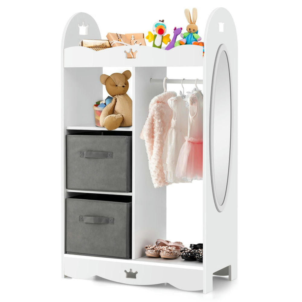 Hommoo Kids Dress up Storage Costume Closet with Mirror and Toy Bins-White, Kids Toy Storage for Kids, Boys, Girls, Image 5