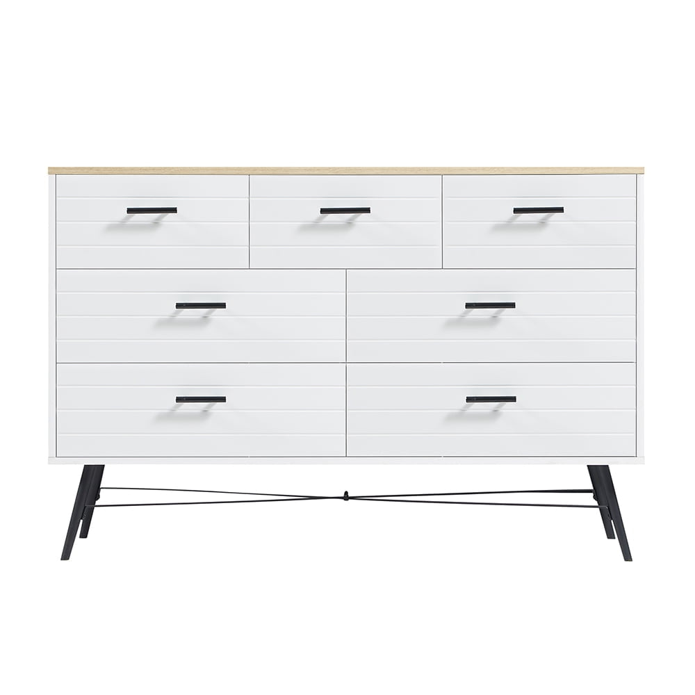 Hommoo Sturdy Chest of Drawers with White Wood Tone, Storage Cabinet Dresser for Bedroom and Decorations Image 2