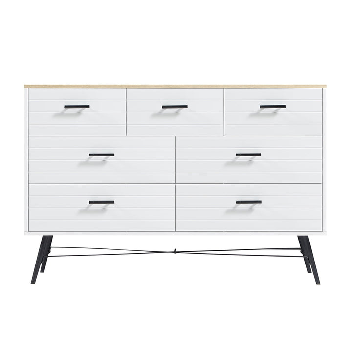 Hommoo Sturdy Chest of Drawers with White Wood Tone, Storage Cabinet Dresser for Bedroom and Decorations Image 2