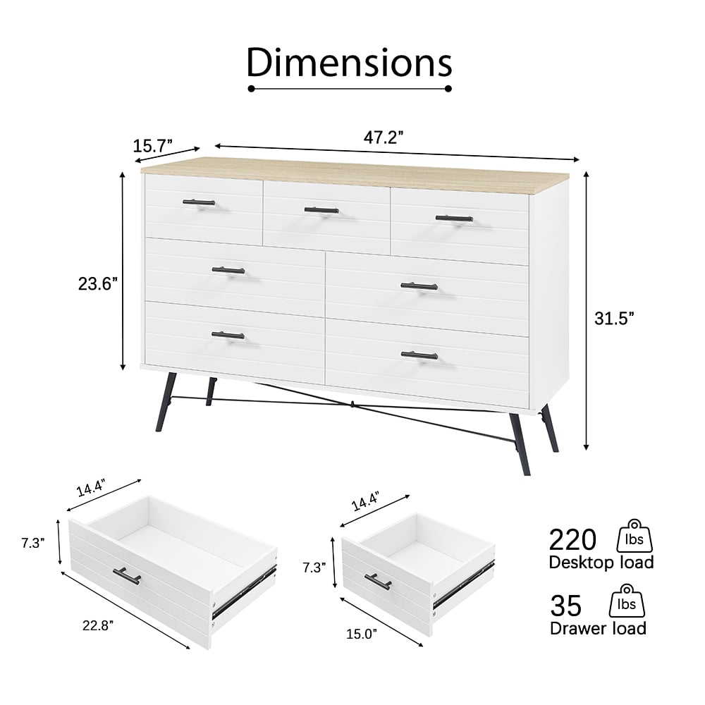 Hommoo Sturdy Chest of Drawers with White Wood Tone, Storage Cabinet Dresser for Bedroom and Decorations Image 3