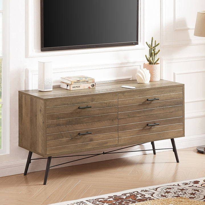 Hommoo Spacious Top Storage Cabinet Dresser, Chest of Drawers, Perfect for TV, Photos and Decorations Image 2