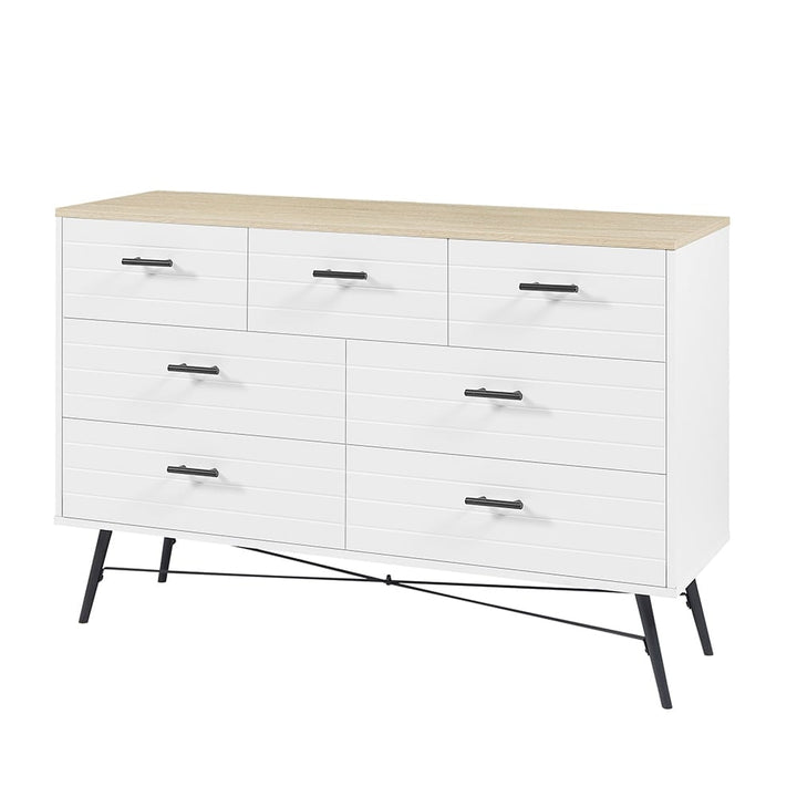 Hommoo Sturdy Chest of Drawers with White Wood Tone, Storage Cabinet Dresser for Bedroom and Decorations Image 4