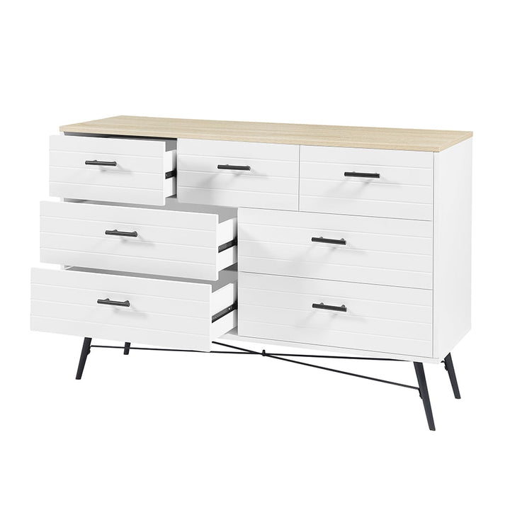 Hommoo Sturdy Chest of Drawers with White Wood Tone, Storage Cabinet Dresser for Bedroom and Decorations Image 7