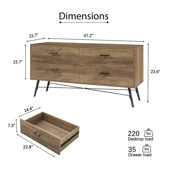 Hommoo Spacious Top Storage Cabinet Dresser, Chest of Drawers, Perfect for TV, Photos and Decorations Image 5