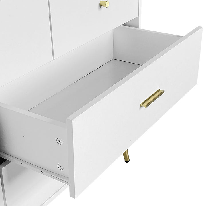 Hommoo White and Gold Chest of Drawers, Elegant Storage Cabinet Dresser with 7 Drawers Image 5