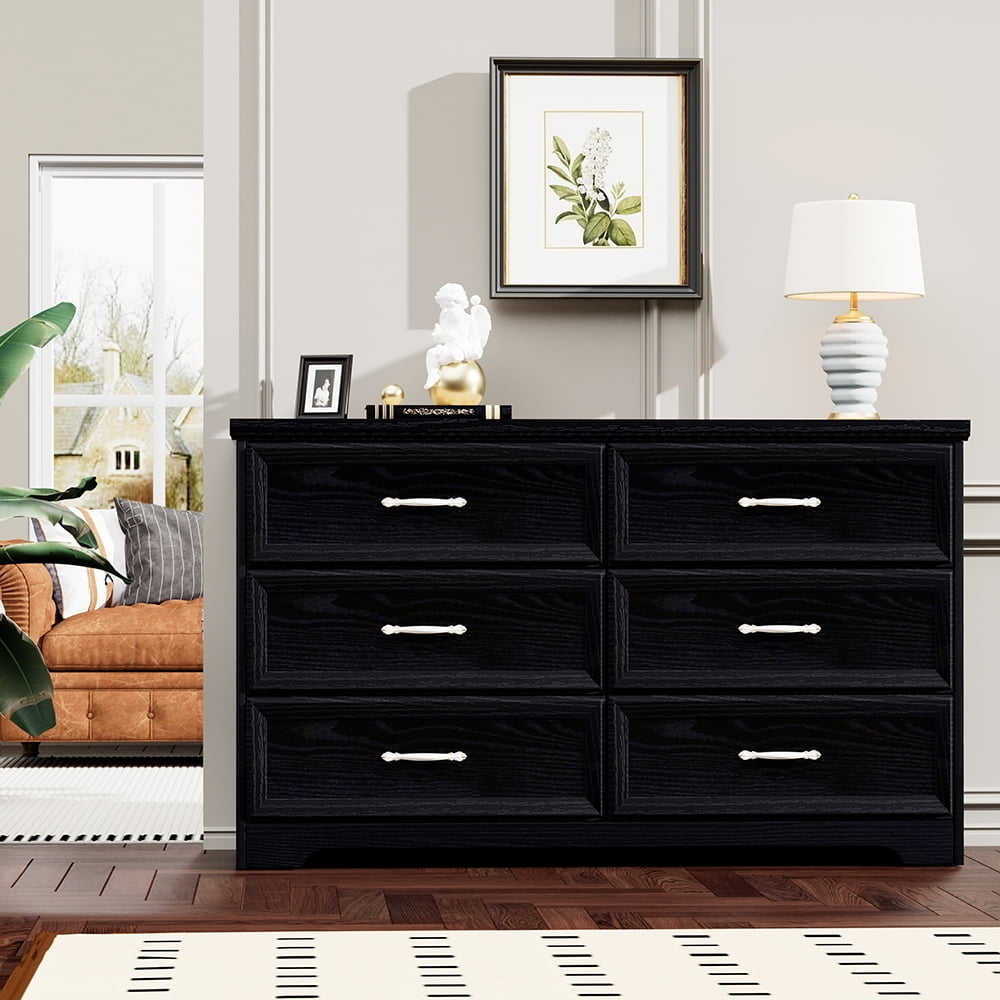 Hommoo Black Drawer Dresser with Antique Style Pulls, High-Quality MDF, Functional Storage Cabinet Image 1