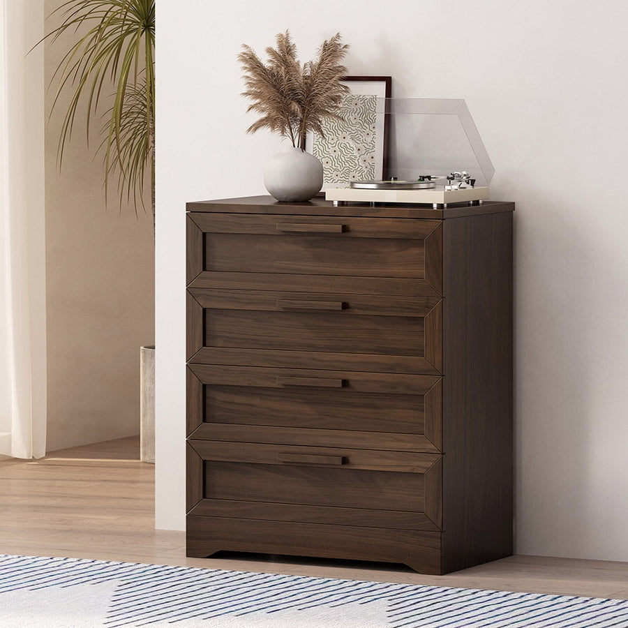 Hommoo Spacious Drawer Dresser, Walnut Color, Perfect for Organizing Your Clothing and Accessories Image 1