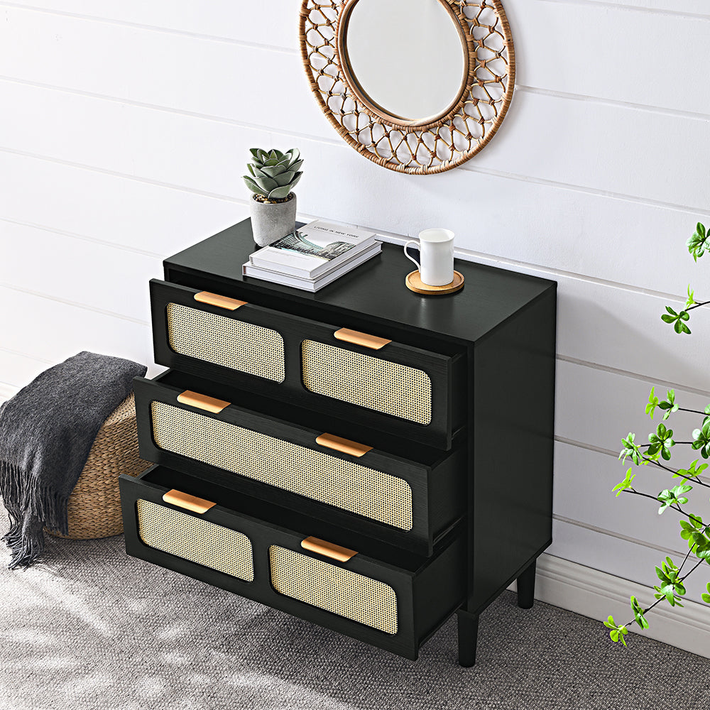 Hommoo Black Drawer Dresser with Gold Handles, Wide Drawers for Spacious Storage Image 2