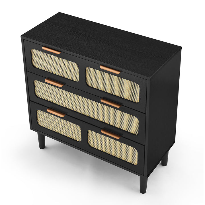 Hommoo Black Drawer Dresser with Gold Handles, Wide Drawers for Spacious Storage Image 4