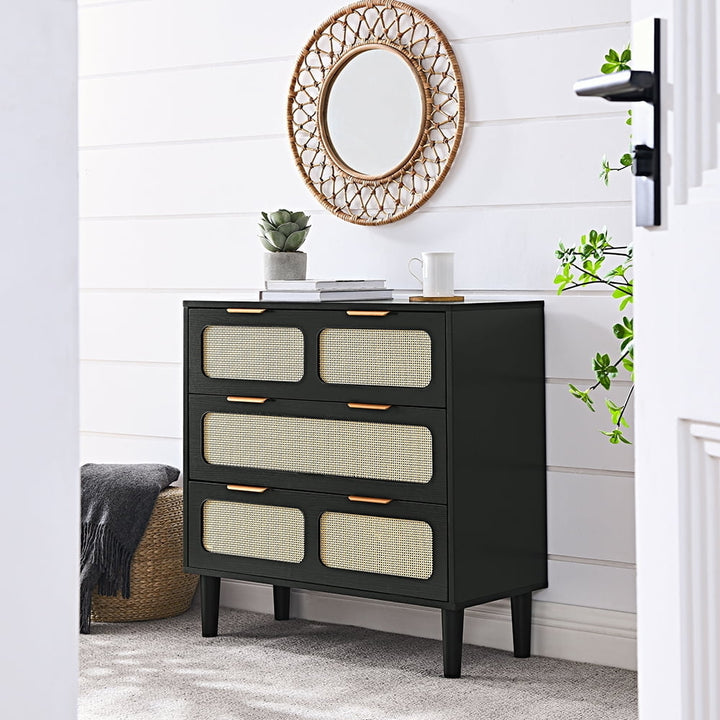 Hommoo Black Drawer Dresser with Gold Handles, Wide Drawers for Spacious Storage Image 7