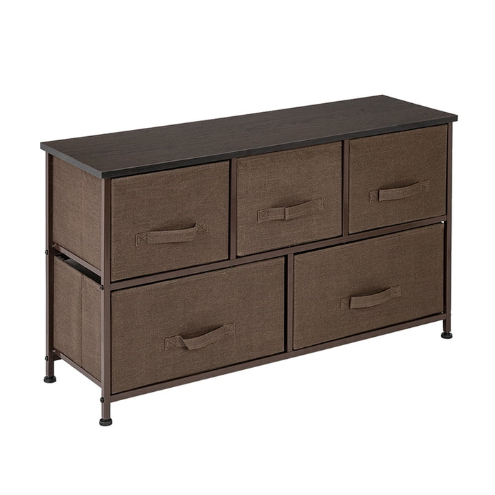 Hommoo 2-Tier Dresser Organizer with 5 Cube, Fabric Cabinet Dresser - Brown Image 6