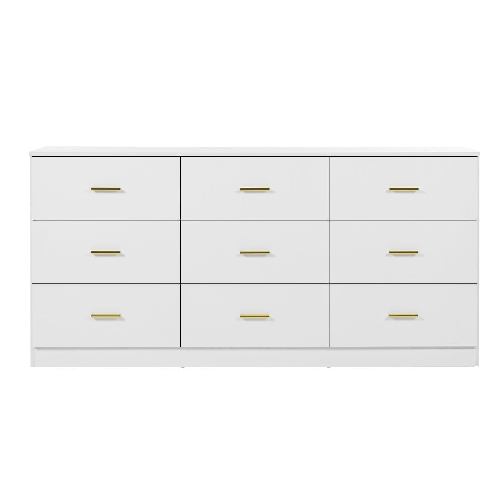 Hommoo Modern White 9-Drawer Dresser for Bedroom - Ample Storage Wide Chest of Drawers, Sturdy and Safe,White Image 1