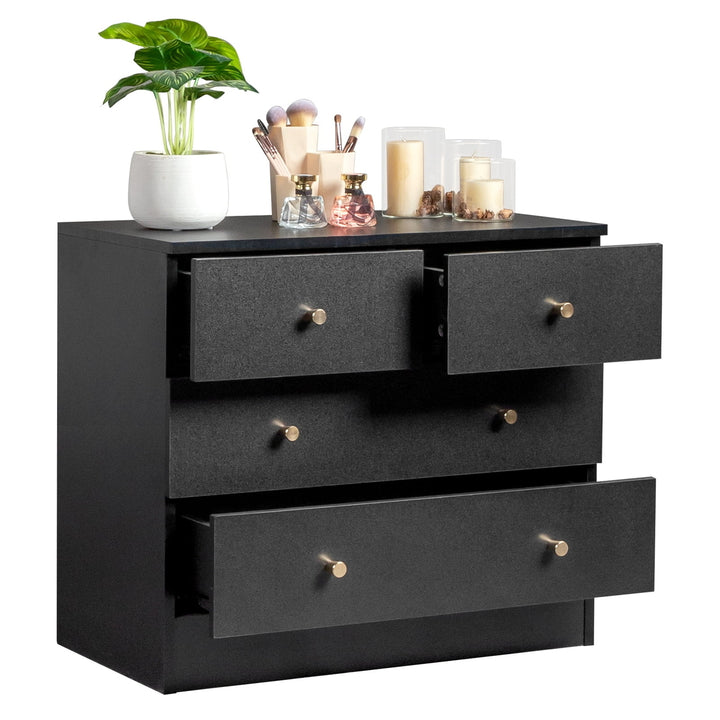 Hommoo 4 Drawer Tall Dresser Nursery Chest Of Drawers Storage Cabinet Organizer, Black Image 3