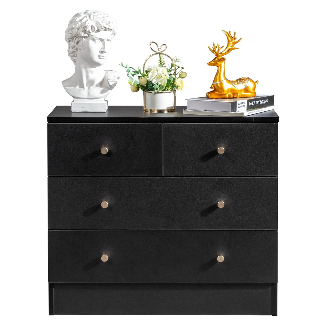 Hommoo 4 Drawer Tall Dresser Nursery Chest Of Drawers Storage Cabinet Organizer, Black Image 5