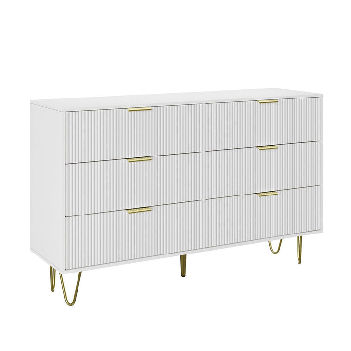 Hommoo Modern Accent Chest of Drawers 6 Drawers Dresser for Bedroom Organizer, White Image 4