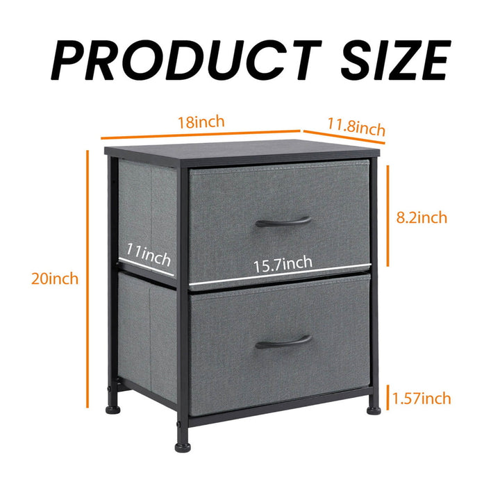 Hommoo 2 Fabric Drawer Dresser Storage Tower, Chest of Drawers for Bedroom Nursery, Sturdy Steel Frame, Fabric Bins Image 7