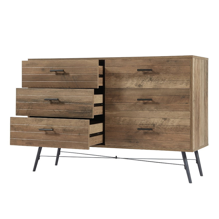 6 Drawers Dresser for Bedroom, Chest of Drawers Closet Organizers and Storage Clothes Rustic Walnut Image 5