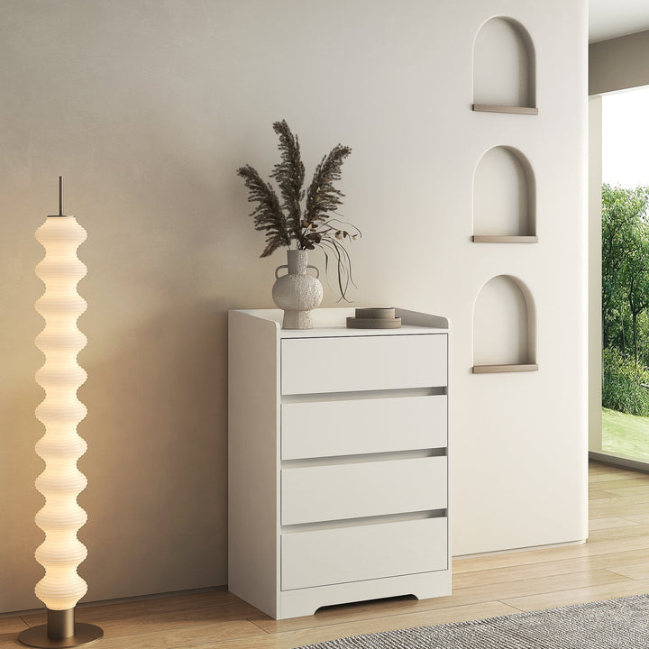 Hommoo White 4 Drawer Dresser, Elegant Freestanding Storage Cabinet Image 2