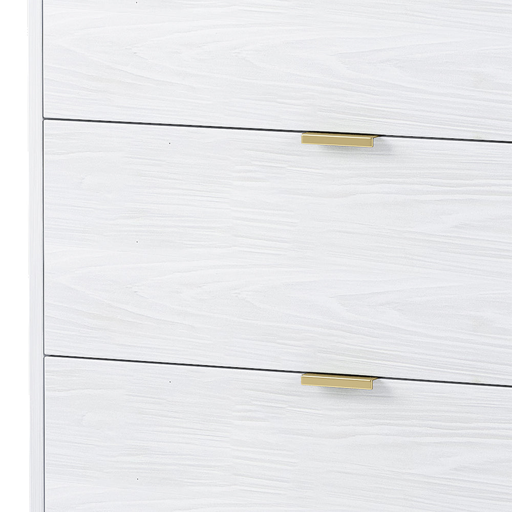 Marbling Worktop 6 Drawer Dresser with Metal Leg and Handle for Bedroom, White Image 7