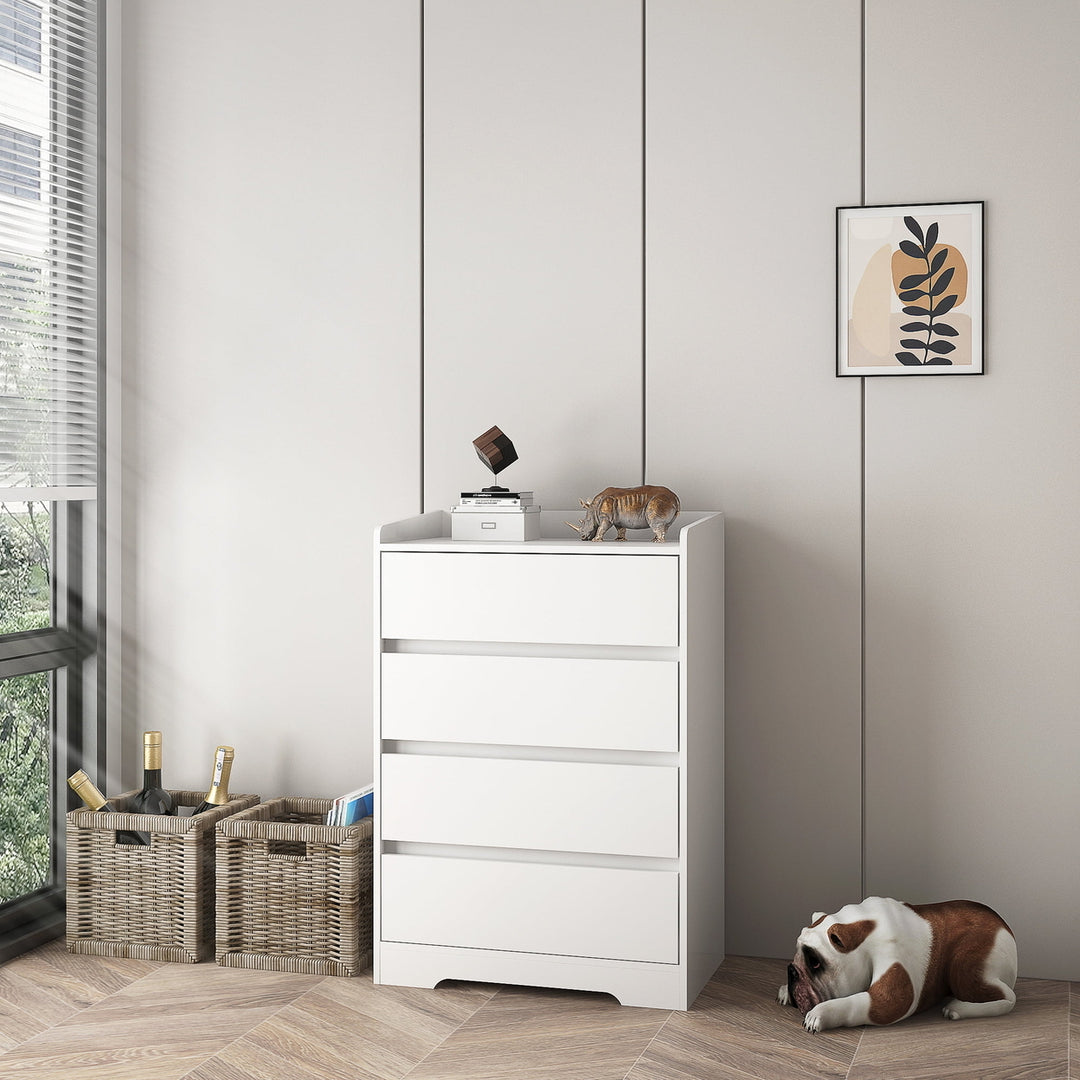 Hommoo White 4 Drawer Dresser, Elegant Freestanding Storage Cabinet Image 5