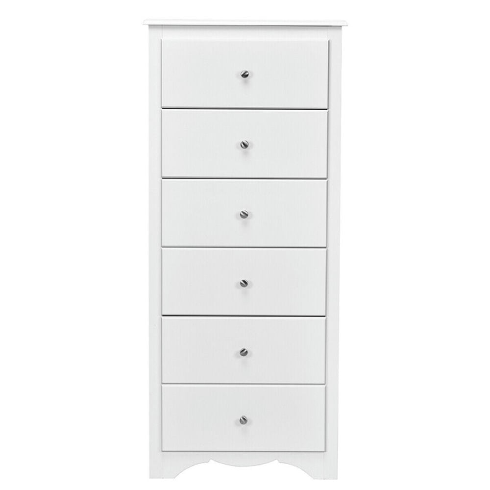 Hommoo 6 Drawers Chest Dresser Clothes Storage Bedroom Furniture Cabinet-White, Bathroom Cabinets Image 1