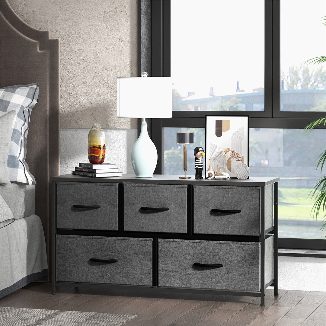 Hommoo Bedroom Dresser with 5 Drawers Spacious Chest of Drawers, Multi-Purpose Furniture Storage Tower Image 4