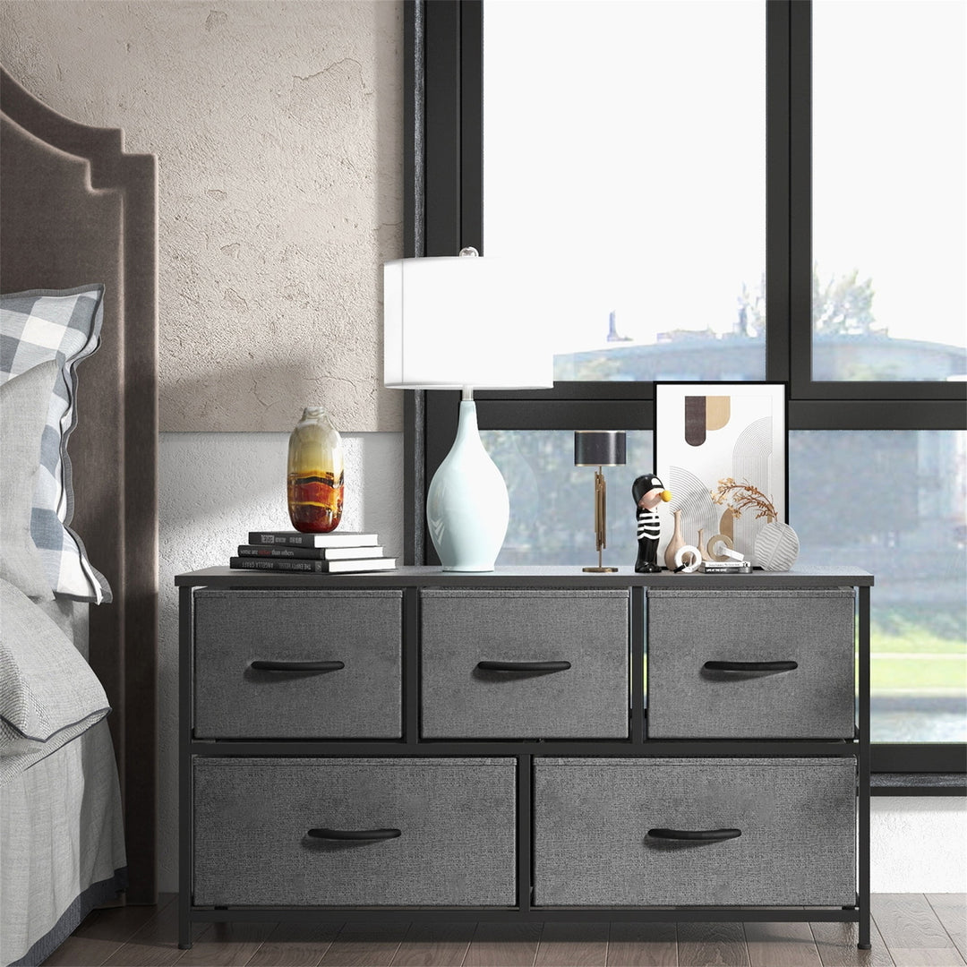 Hommoo Bedroom Dresser with 5 Drawers Spacious Chest of Drawers, Multi-Purpose Furniture Storage Tower Image 7