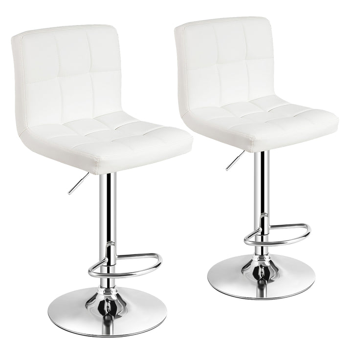 Costway Set of 2 Adjustable Bar Stools PU Leather Swivel Kitchen Counter Pub Chair Image 3