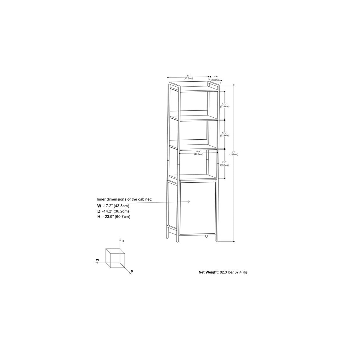 Kelsey Narrow Bookshelf with Cabinet Image 11