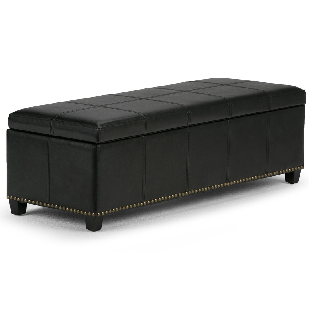 Kingsley Large Storage Ottoman Vegan Leather 48in Rectangular Bench Furniture Image 1