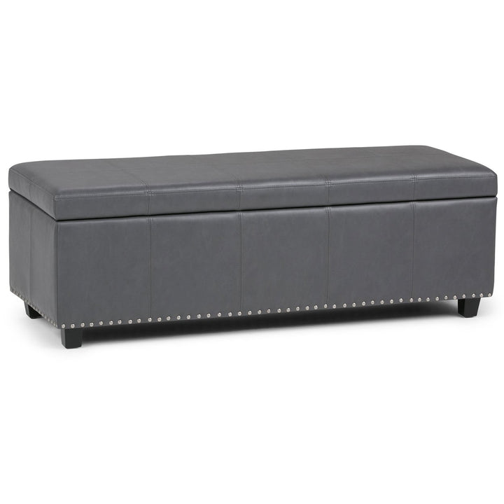 Kingsley Large Storage Ottoman Vegan Leather 48in Rectangular Bench Furniture Image 1