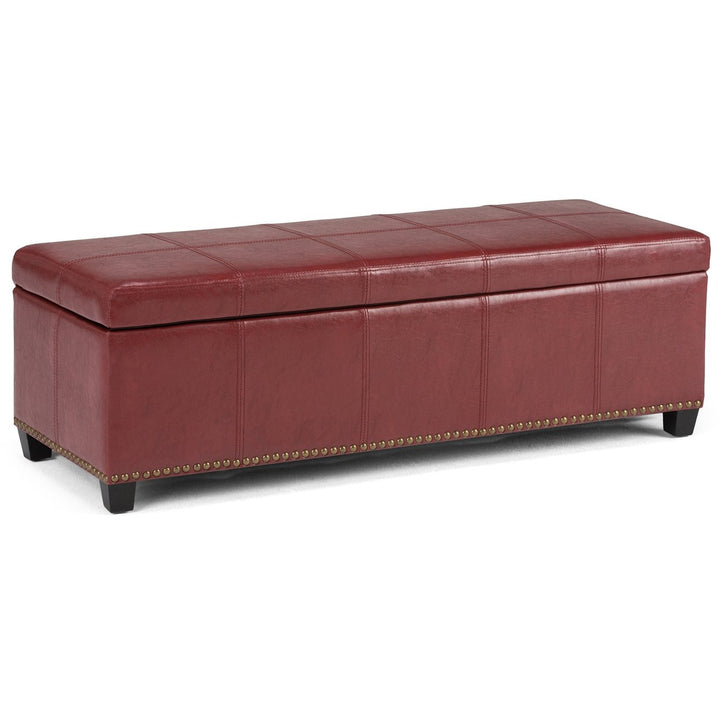 Kingsley Large Storage Ottoman Vegan Leather 48in Rectangular Bench Furniture Image 1