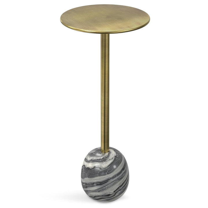 Melene Side Table Gold Iron with Black Grey Marble Base Accent End Table Image 1