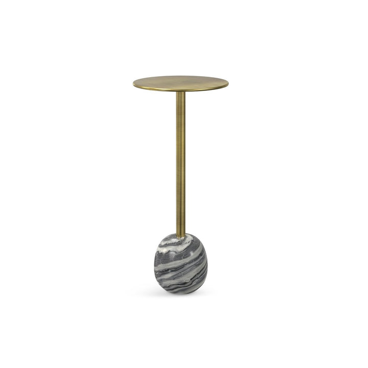 Melene Side Table Gold Iron with Black Grey Marble Base Accent End Table Image 2