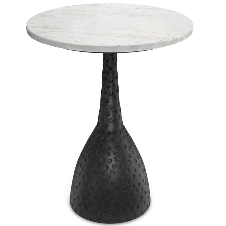 Myles Side Table White Marble Top Black Aluminum Base Accent End Table Image 1