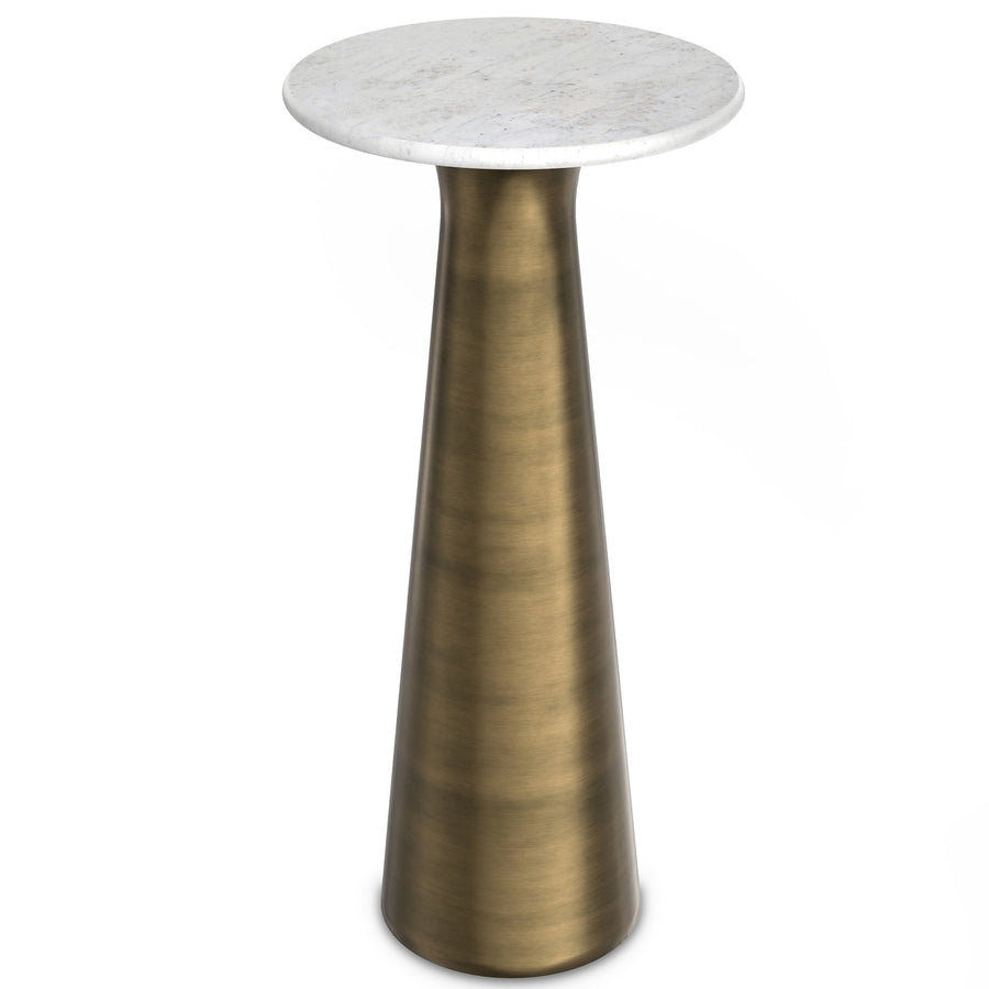 Nicollette Side Table White Marble Antique Brass Accent End Table Lightweight Image 1