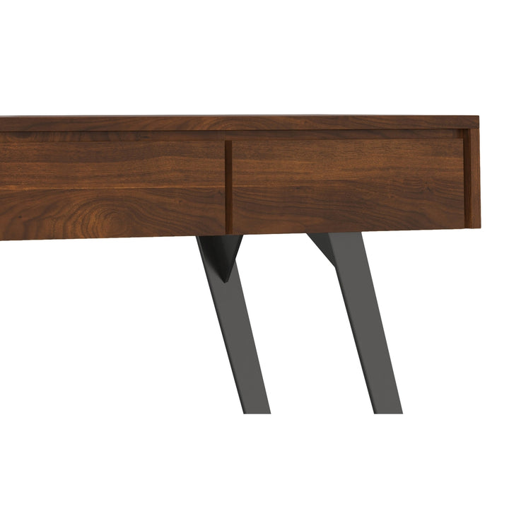 Lowry Console Sofa Table Walnut Solid Wood with Metal Legs 3 Drawers Storage Image 3