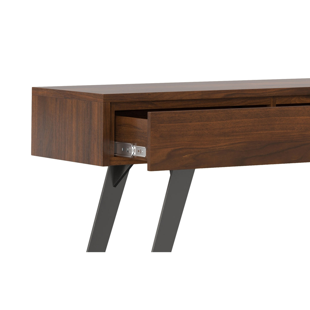 Lowry Console Sofa Table Walnut Solid Wood with Metal Legs 3 Drawers Storage Image 4