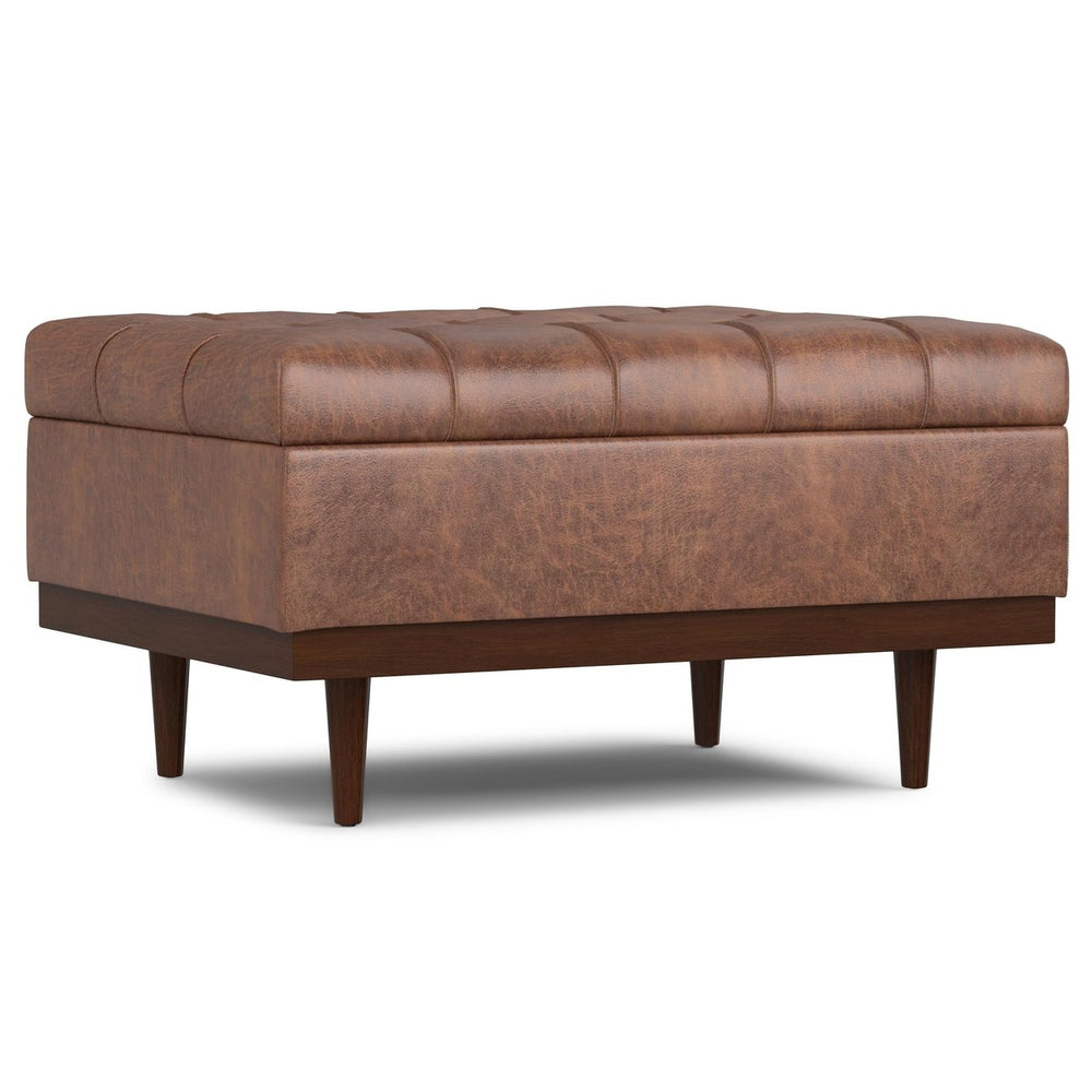 Mariah Coffee Table Storage Ottoman in Distressed Vegan Leather Image 2