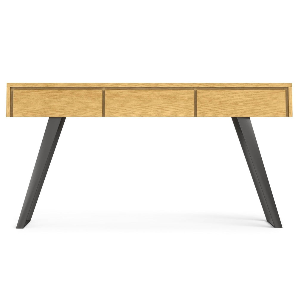 Lowry Console Sofa Table Oak Wood Industrial Design with 3 Drawers Metal Legs Image 2