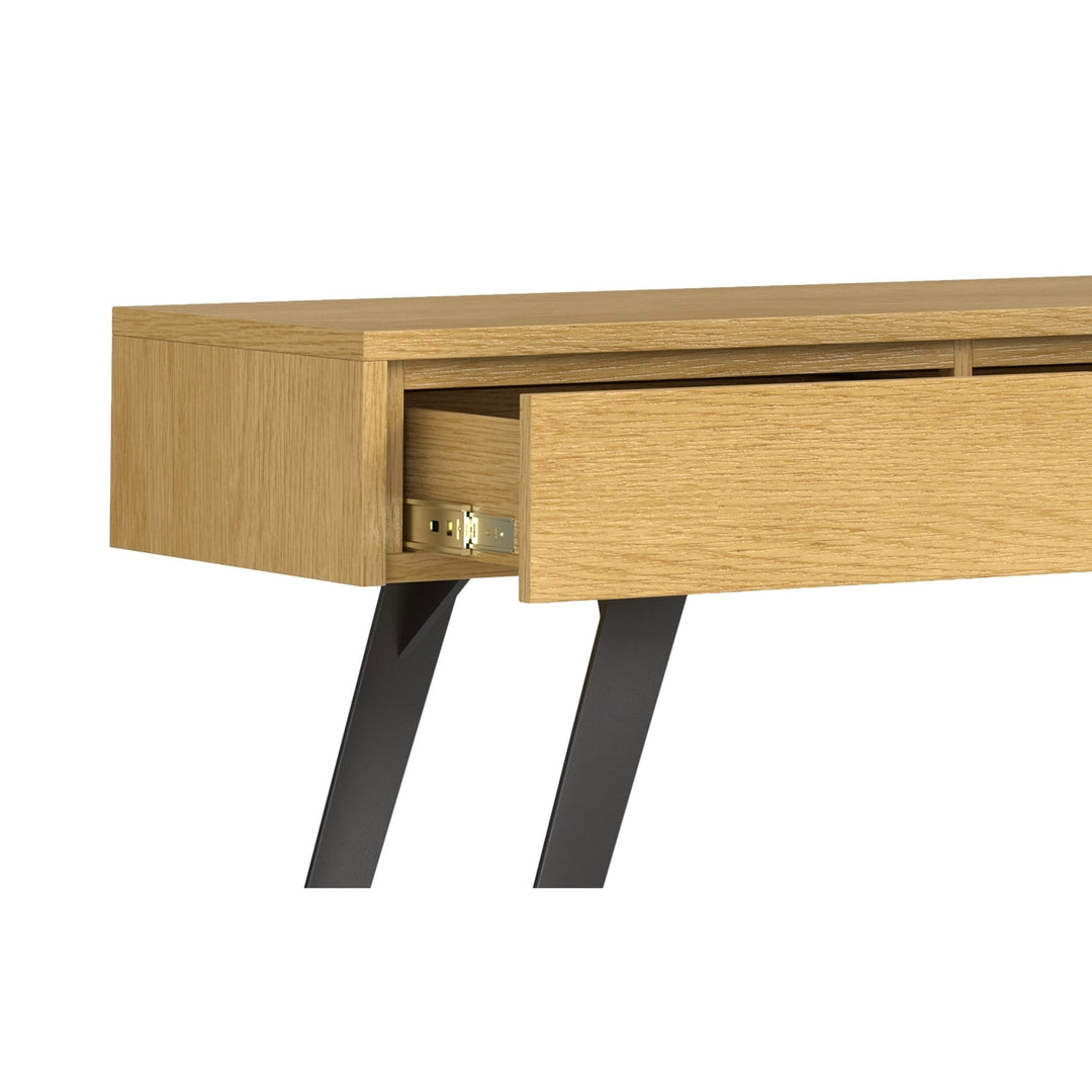 Lowry Console Sofa Table Oak Wood Industrial Design with 3 Drawers Metal Legs Image 4