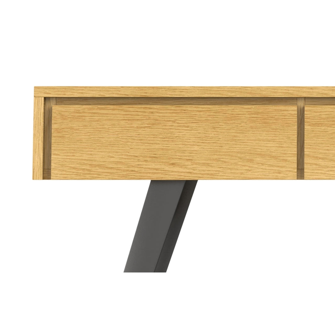 Lowry Console Sofa Table Oak Wood Industrial Design with 3 Drawers Metal Legs Image 6