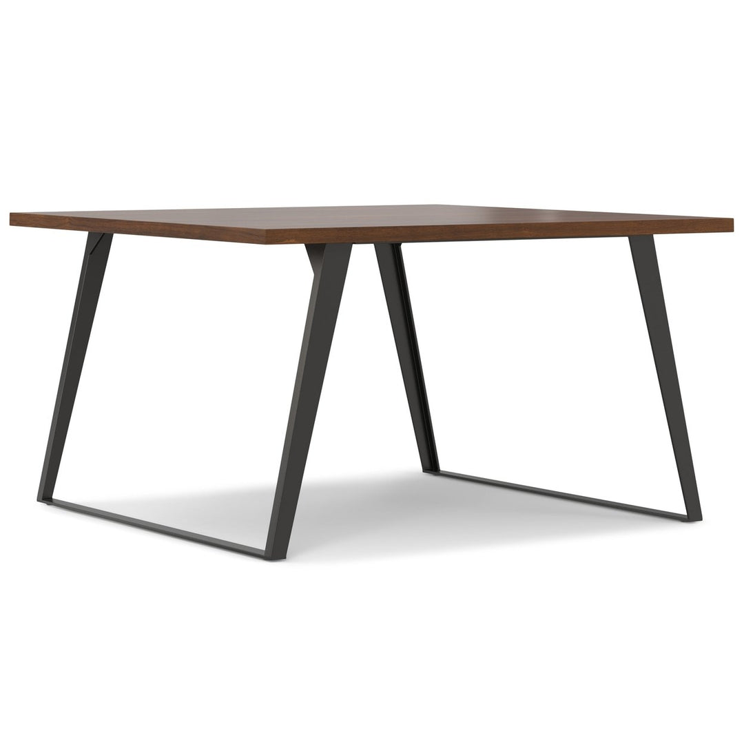 Lowry Square Dining Table Walnut 54 Inch Modern Industrial Design Metal Legs Image 1