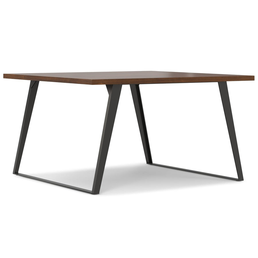 Lowry Square Dining Table Walnut 54 Inch Modern Industrial Design Metal Legs Image 1